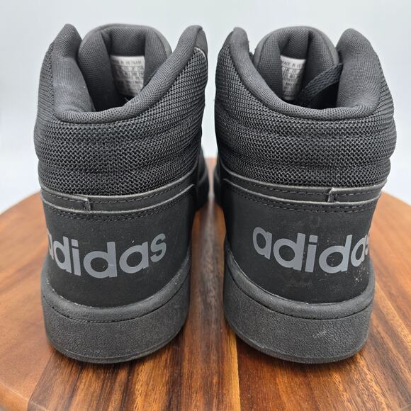 Adidas Hoops 2.0 Mid Shoes Men's 12 Black Lace Up Athletic Basketball Sneakers - Picture 5 of 8